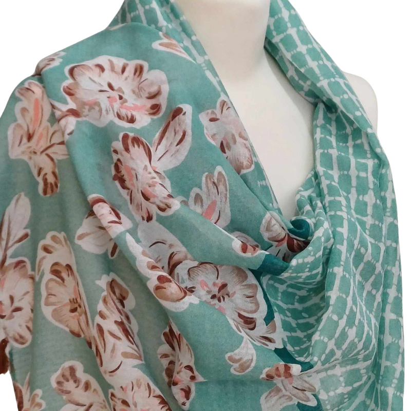 SZAL  BAWEŁNIANO - JEDWABNY