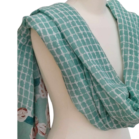 SZAL  BAWEŁNIANO - JEDWABNY