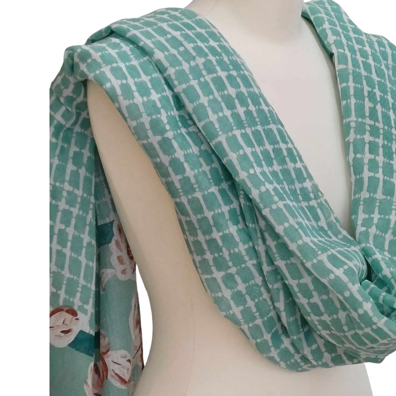 SZAL  BAWEŁNIANO - JEDWABNY