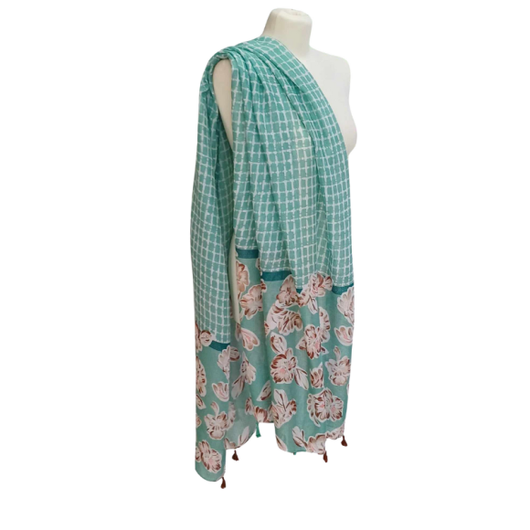 SZAL  BAWEŁNIANO - JEDWABNY