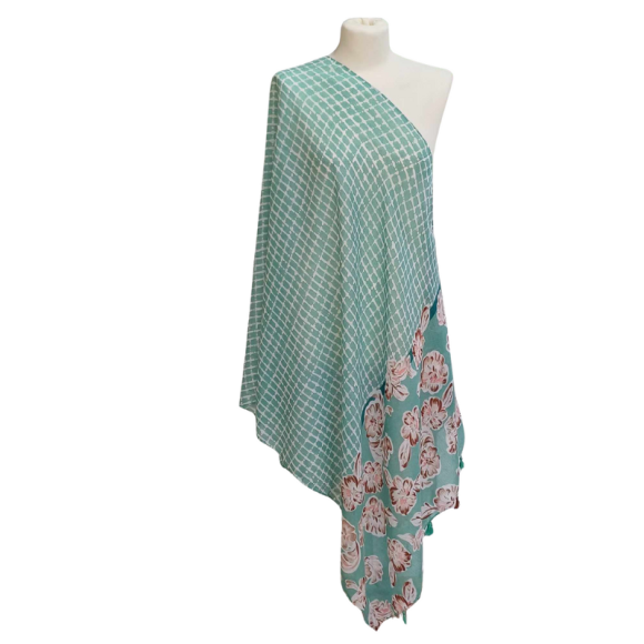 SZAL  BAWEŁNIANO - JEDWABNY