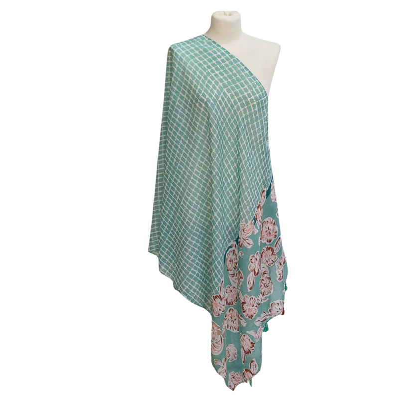 SZAL  BAWEŁNIANO - JEDWABNY