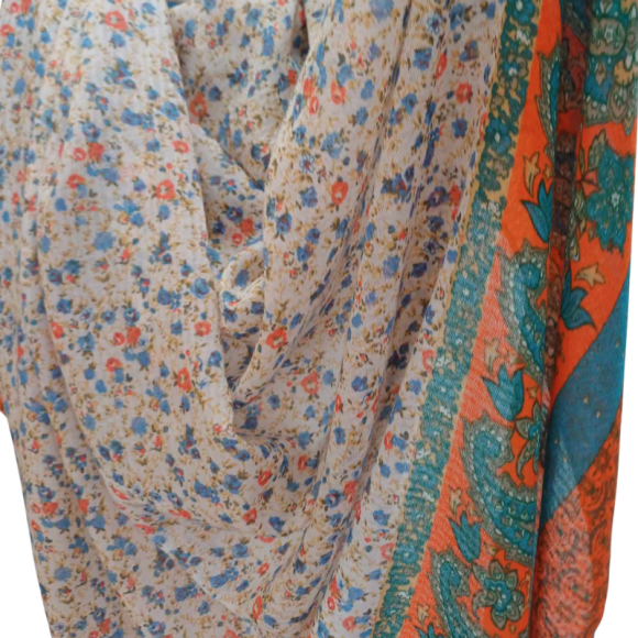 SZAL  BAWEŁNIANO - JEDWABNY