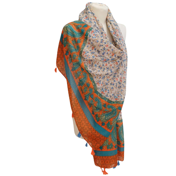 SZAL  BAWEŁNIANO - JEDWABNY