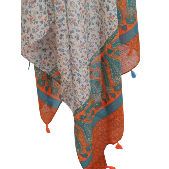 SZAL  BAWEŁNIANO - JEDWABNY