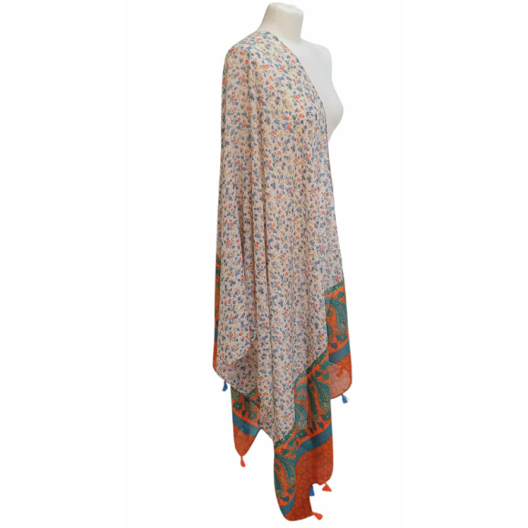 SZAL  BAWEŁNIANO - JEDWABNY