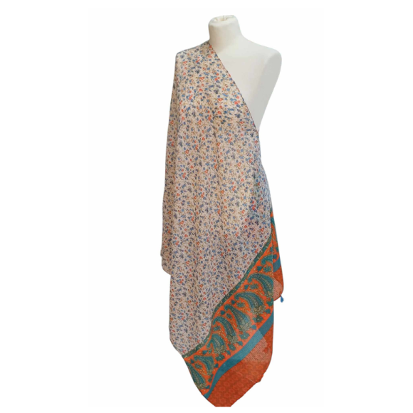 SZAL  BAWEŁNIANO - JEDWABNY