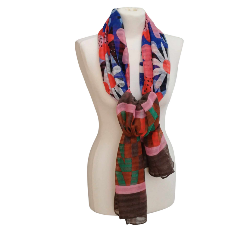 SZAL  BAWEŁNIANO - JEDWABNY