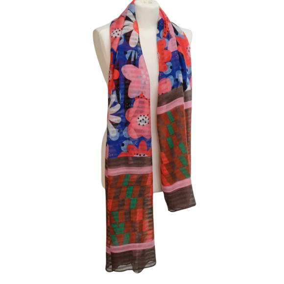 SZAL  BAWEŁNIANO - JEDWABNY