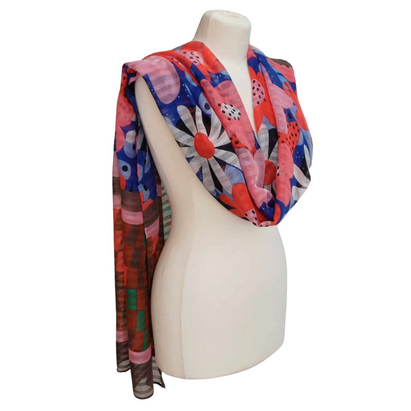 SZAL  BAWEŁNIANO - JEDWABNY