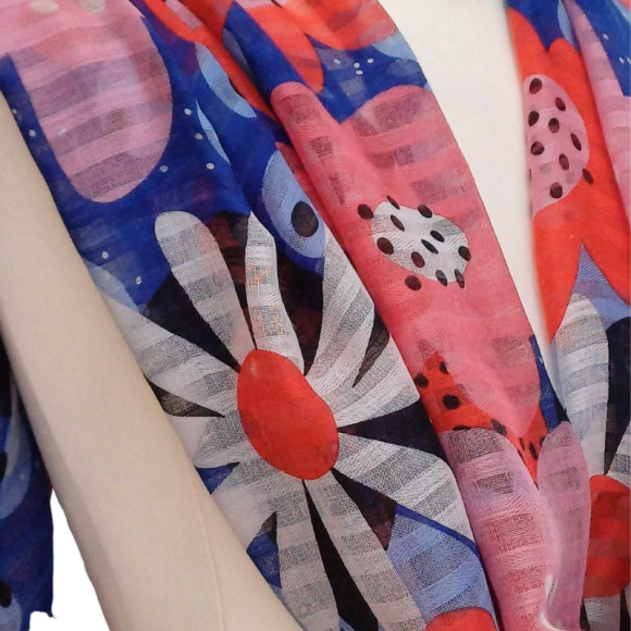 SZAL  BAWEŁNIANO - JEDWABNY