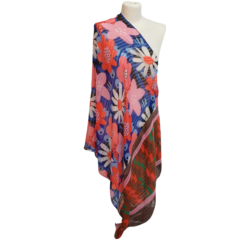 SZAL  BAWEŁNIANO - JEDWABNY