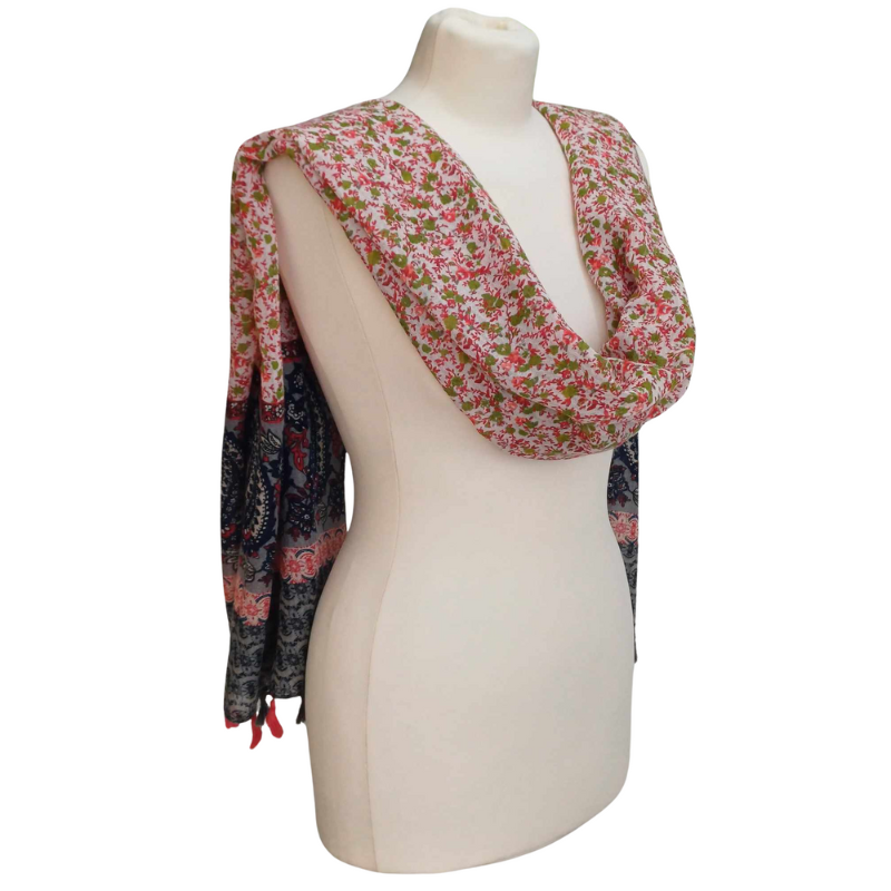 Szal  bawełniano - jedwabny