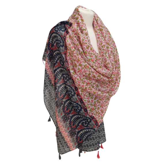 Szal  bawełniano - jedwabny