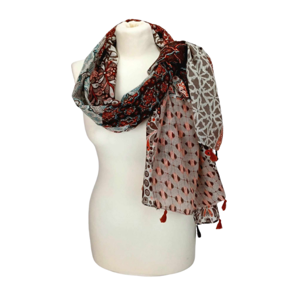 Szal  bawełniano - jedwabny