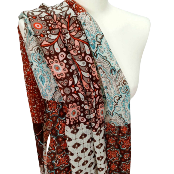 Szal  bawełniano - jedwabny