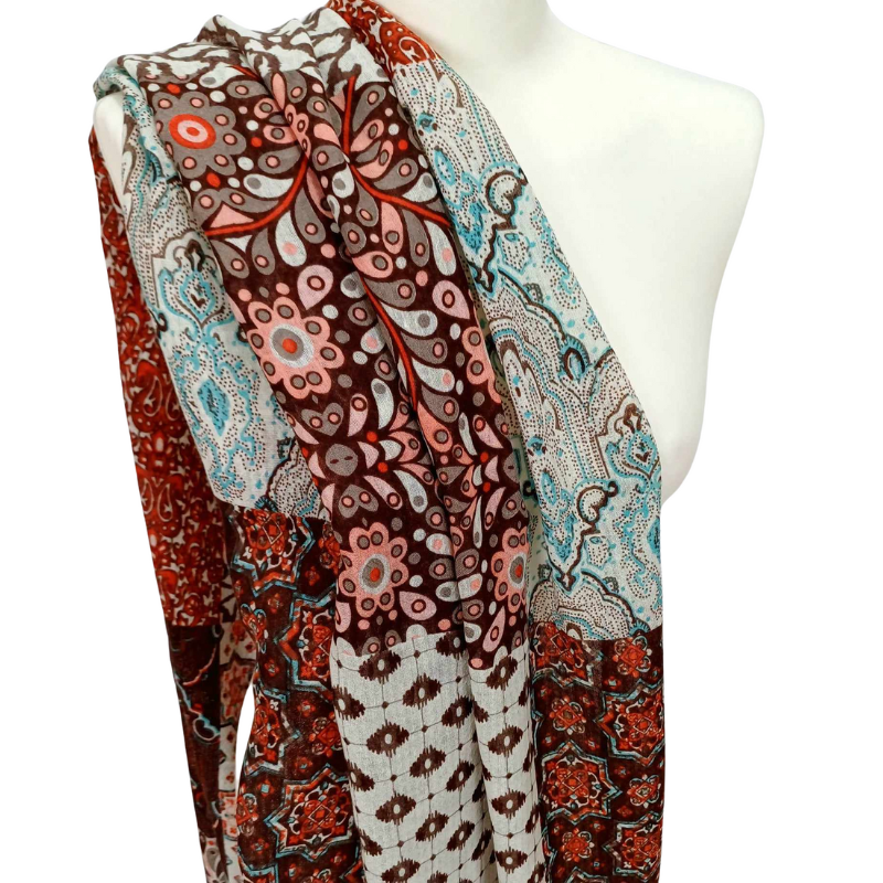 Szal  bawełniano - jedwabny