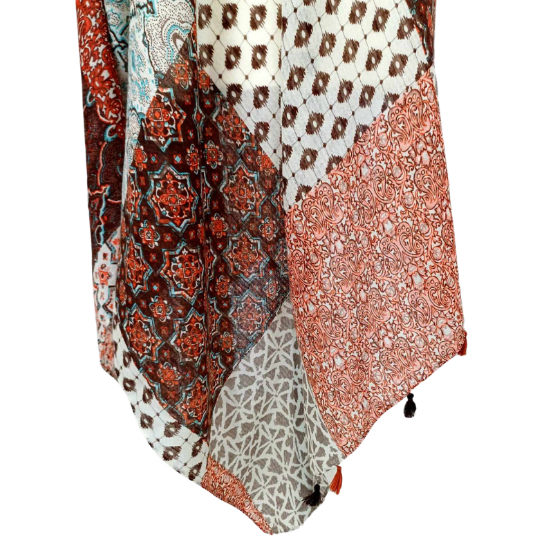 Szal  bawełniano - jedwabny