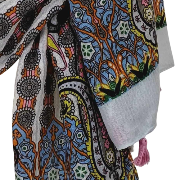 Szal  bawełniano - jedwabny