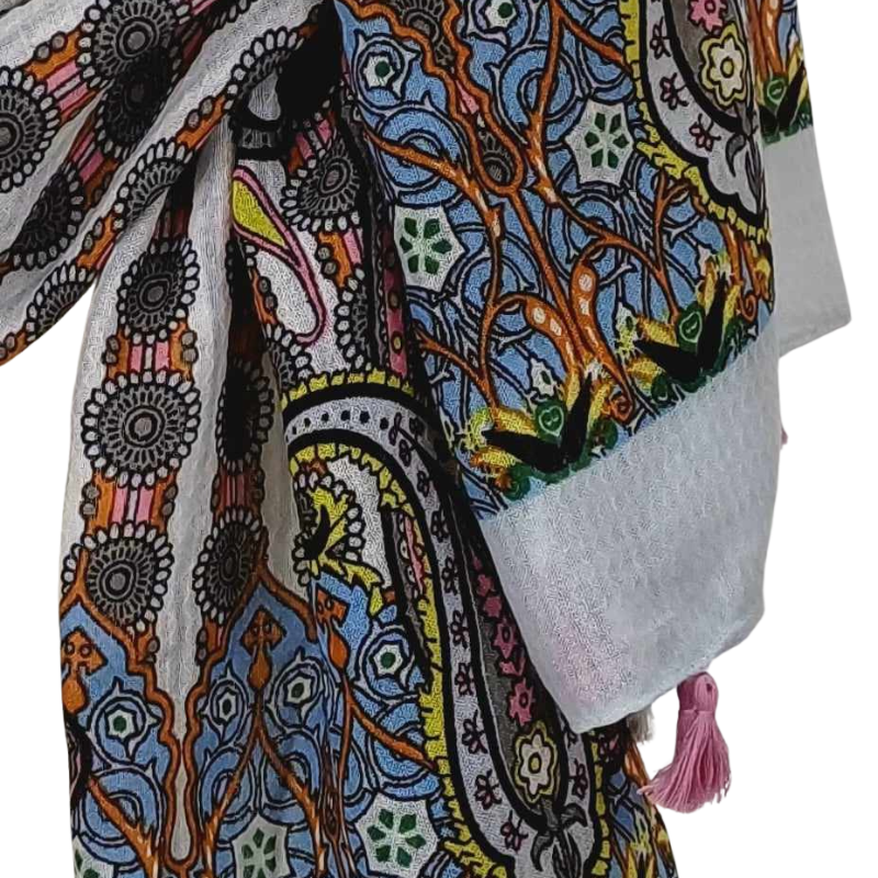 Szal  bawełniano - jedwabny