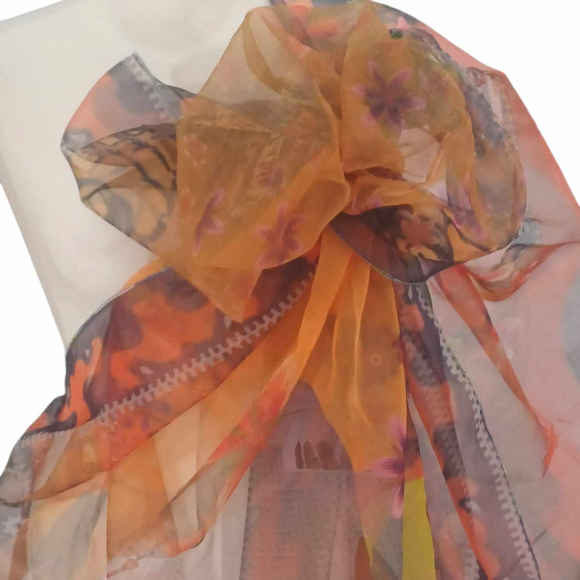 Szal z organzy drukowanej - 100% czystego jedwabiu.