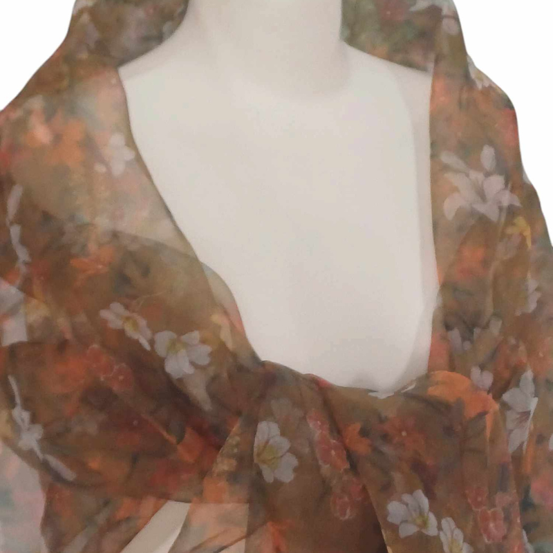 Szal z organzy drukowanej - 100% czystego jedwabiu