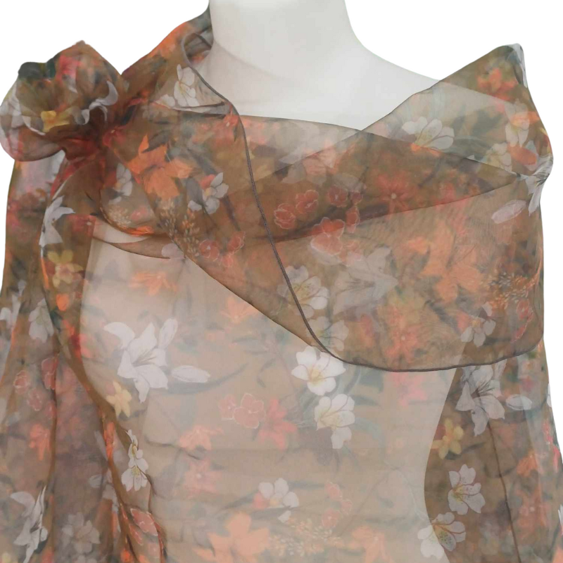 Szal z organzy drukowanej - 100% czystego jedwabiu