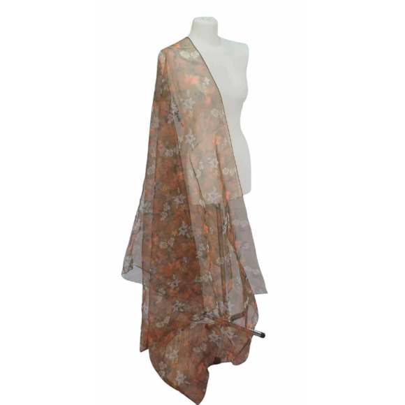 Szal z organzy drukowanej - 100% czystego jedwabiu