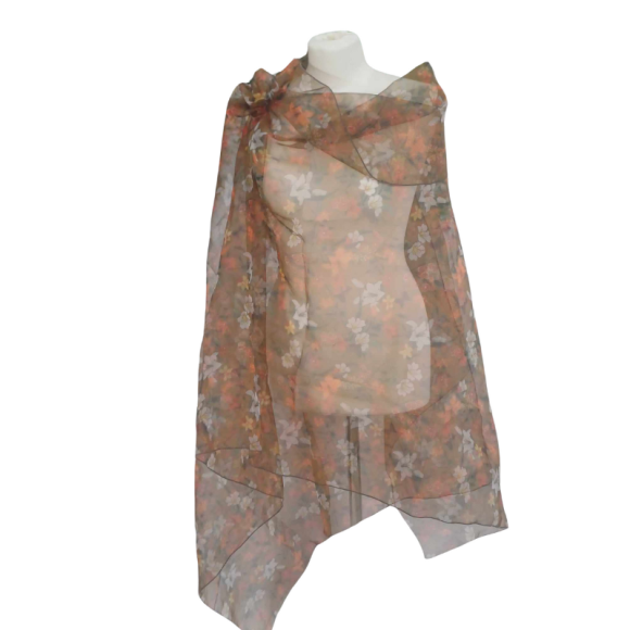 Szal z organzy drukowanej - 100% czystego jedwabiu