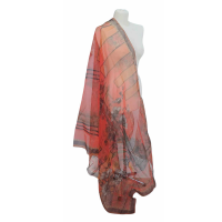 Szal z organzy drukowanej - 100% czystego jedwabiu.