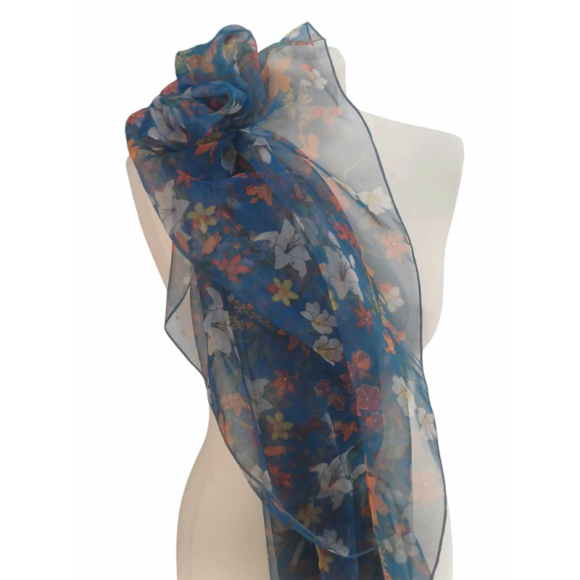 Szal z organzy drukowanej - 100% czystego jedwabiu