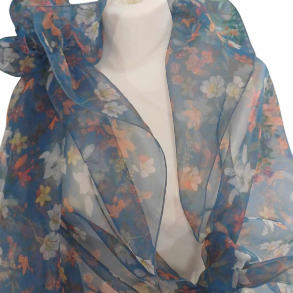 Szal z organzy drukowanej - 100% czystego jedwabiu