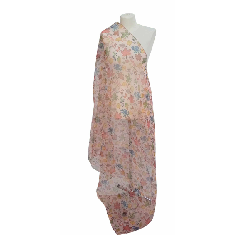 Szal z organzy drukowanej - 100% czystego jedwabiu.