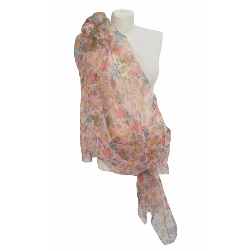 Szal z organzy drukowanej - 100% czystego jedwabiu.