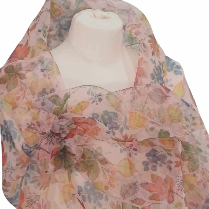 Szal z organzy drukowanej - 100% czystego jedwabiu.