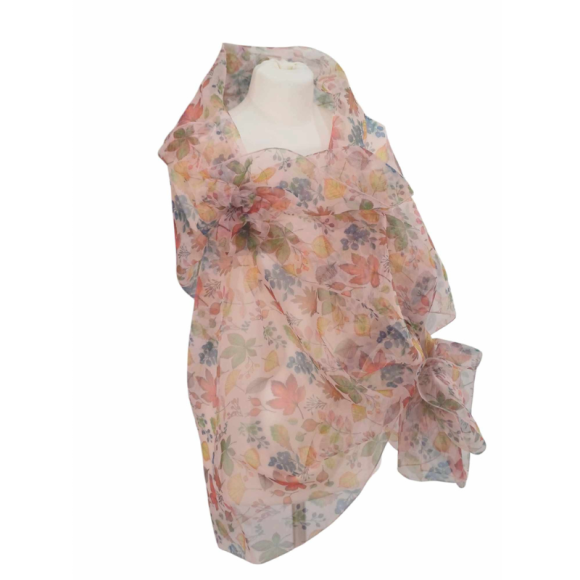 Szal z organzy drukowanej - 100% czystego jedwabiu.