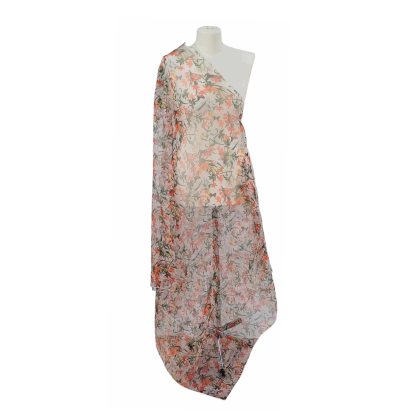 Szal z organzy drukowanej - 100% czystego jedwabiu.