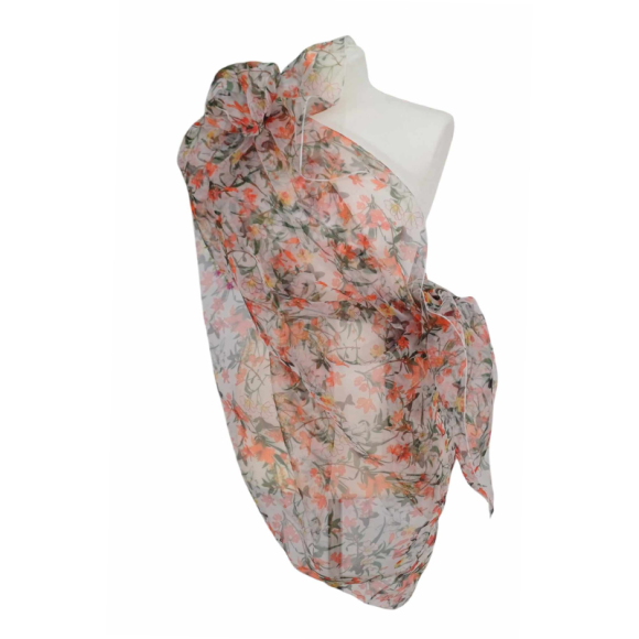 Szal z organzy drukowanej - 100% czystego jedwabiu.