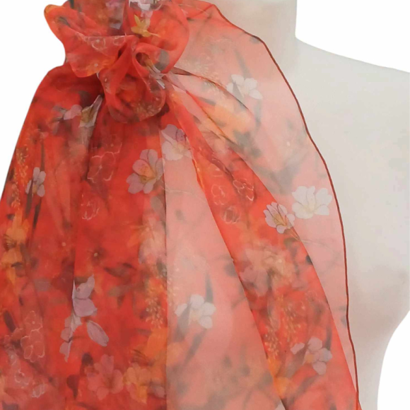 Szal z organzy drukowanej - 100% czystego jedwabiu