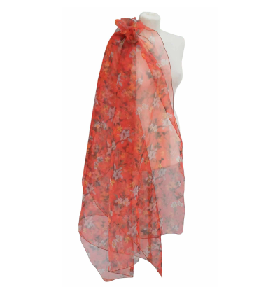 Szal z organzy drukowanej - 100% czystego jedwabiu