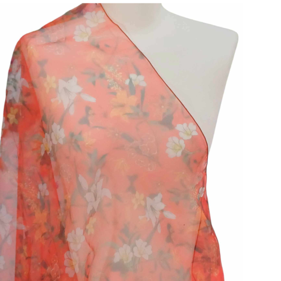 Szal z organzy drukowanej - 100% czystego jedwabiu