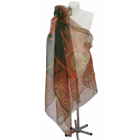 Szal z organzy drukowanej - 100% czystego jedwabiu