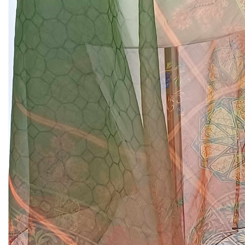 Szal z organzy drukowanej - 100% czystego jedwabiu