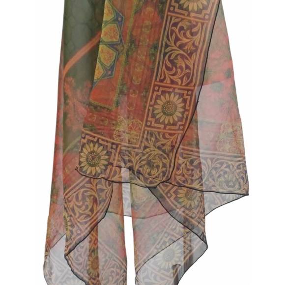 Szal z organzy drukowanej - 100% czystego jedwabiu