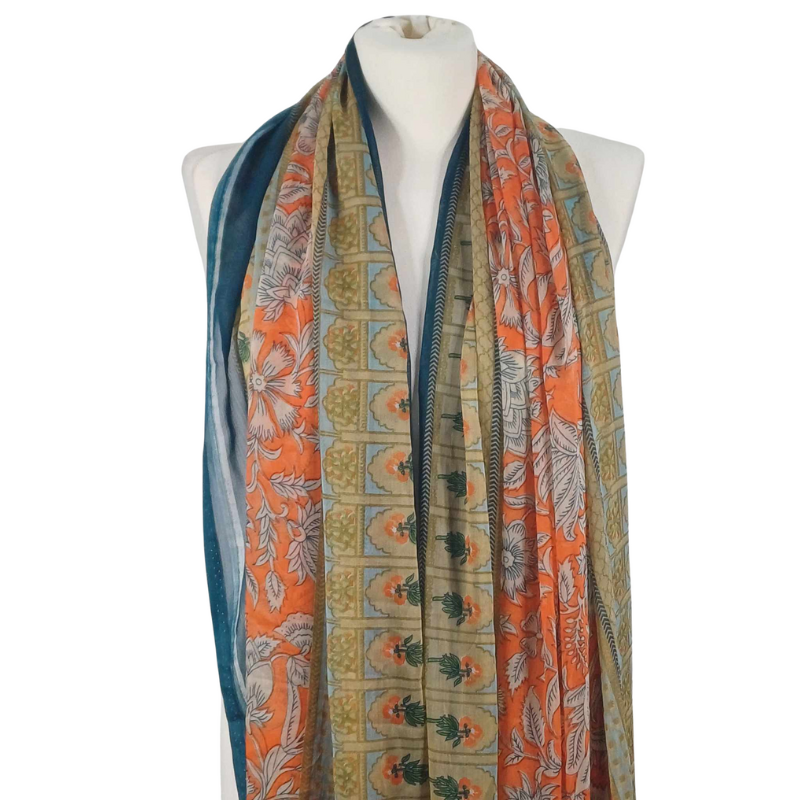 Szal z szyfonu jedwabnego, niezwykle cienki i zwiewny