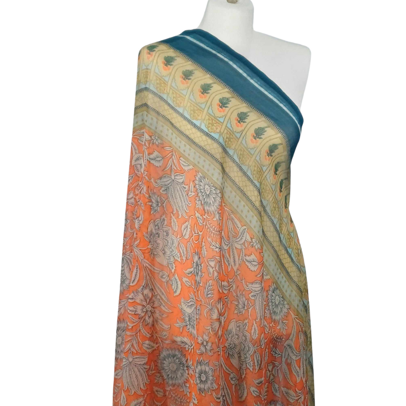 Szal z szyfonu jedwabnego, niezwykle cienki i zwiewny