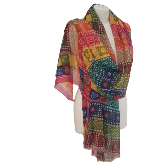 Szal z szyfonu jedwabnego, niezwykle cienki i zwiewny