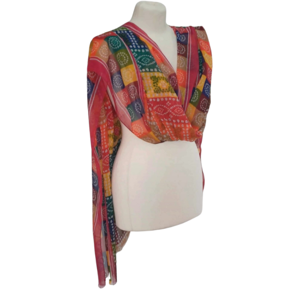 Szal z szyfonu jedwabnego, niezwykle cienki i zwiewny