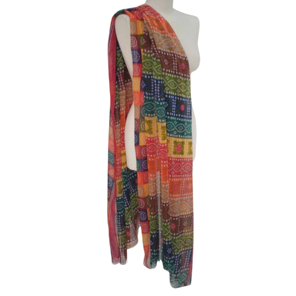 Szal z szyfonu jedwabnego, niezwykle cienki i zwiewny