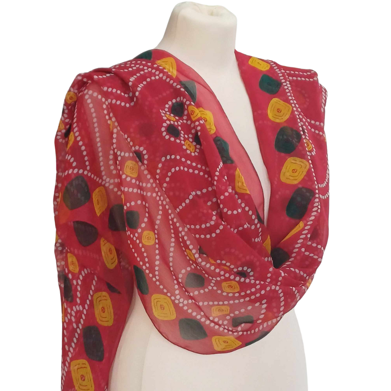 Szal z szyfonu jedwabnego, niezwykle cienki i zwiewny